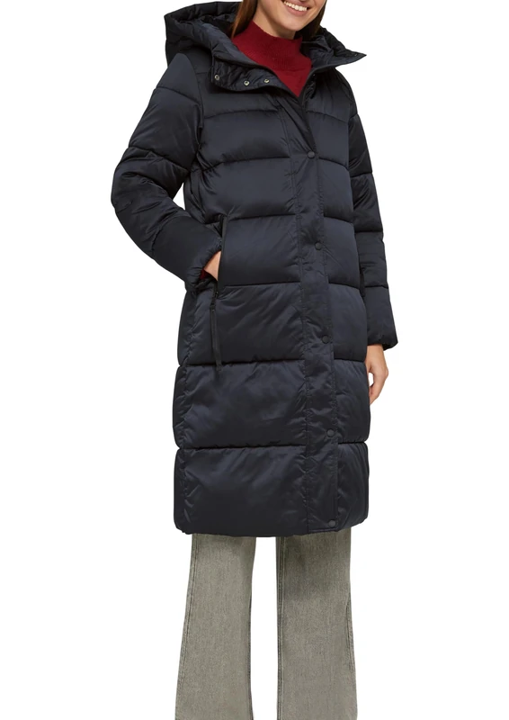 s.Oliver Women's 2151308 Puffer Coat in Satin Look, Navy, 20