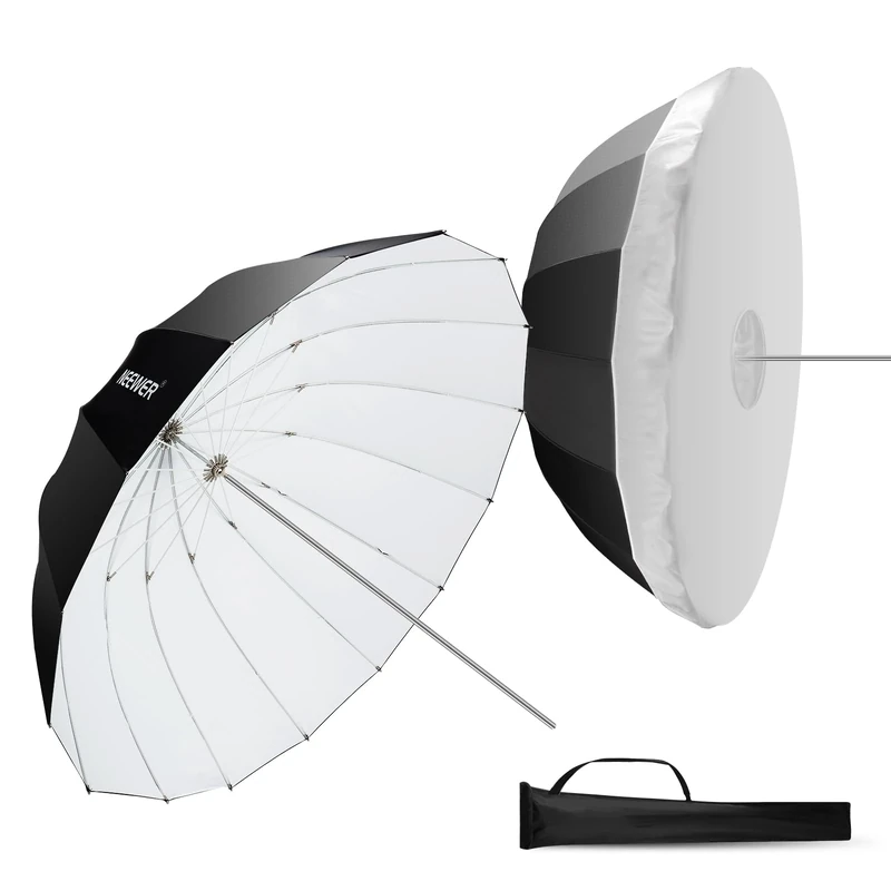 NEEWER 130cm Parabolic Reflective Umbrella Photography with White Interior, Soft Lighting with Diffuser Cover, Bag, Quick Folding for Camera Studio Video Shooting Monolight Flash,NS2U