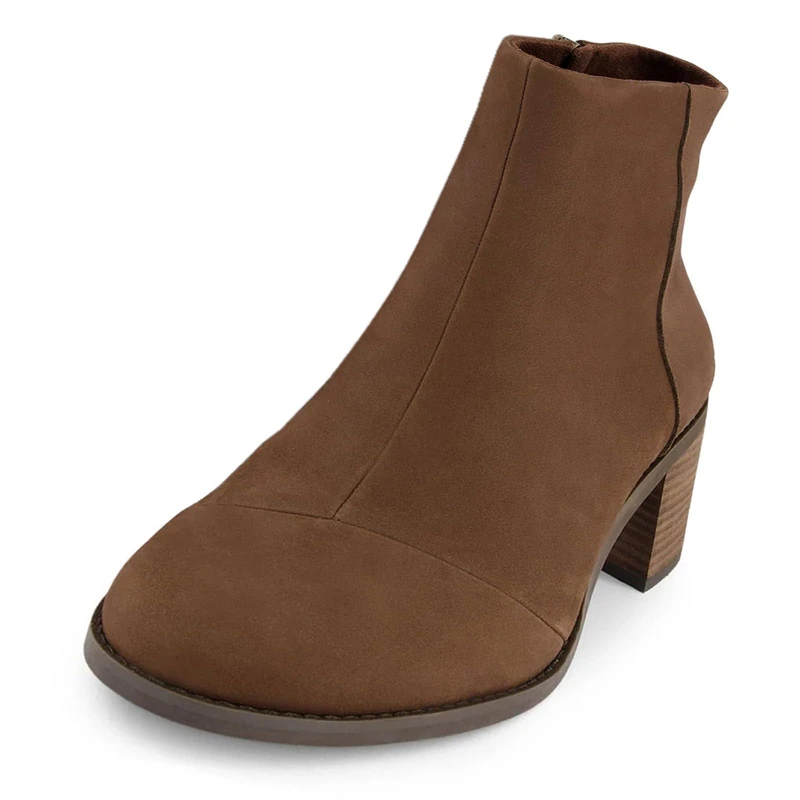 TOMS Women's Evelyn Ankle Boot, Oak Brown Leather, 8 UK