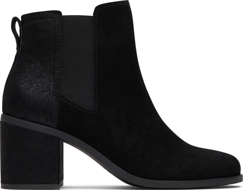 TOMS Women's Evelyn Chelsea Boot, Black Suede/Metallic Suede, 7.5 UK