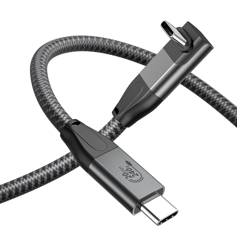 XAOSUN 20Gbps USB C Charger Cable 1.5M,240W USB3.2 Gen2x2 Data Cable 90 Degree Fast Charge,4K@60Hz USBC to C Video Cable for MacBook Pro,Samsung Galaxy S24/S23, Laptop,Steam Deck,Tablet, SSD,Monitor