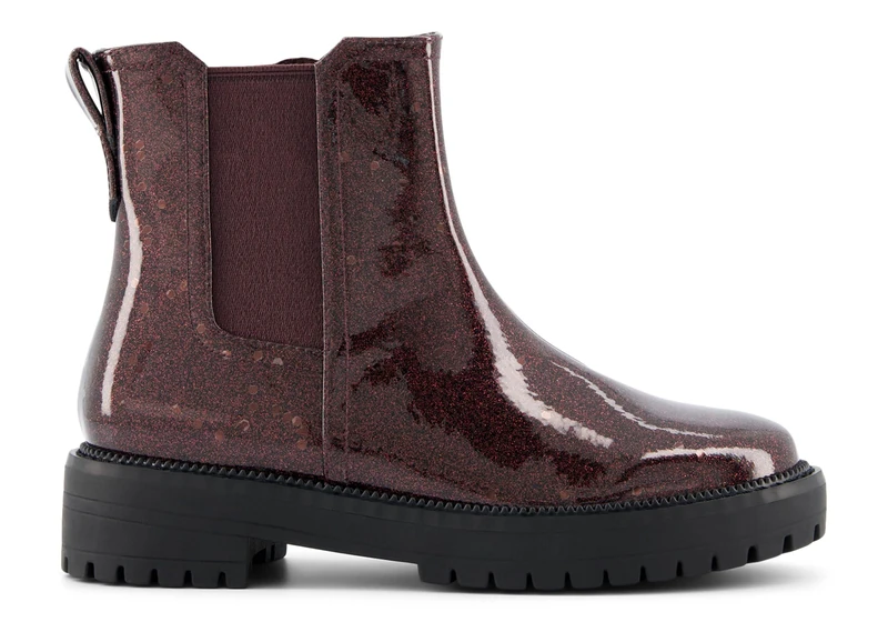 TOMS Youth Girl's Bennet Chelsea Boot, Blackberry Coated Glitter, 4 UK