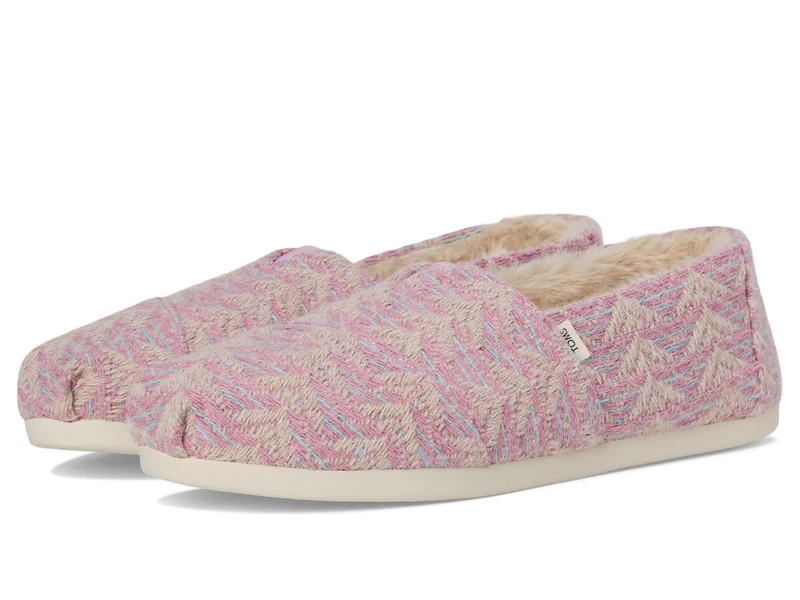 TOMS Women's Alpargata CloudBound Espadrille Loafer Flat, Vintage Pink Cozy Global Woven/Faux Fur, 8 UK