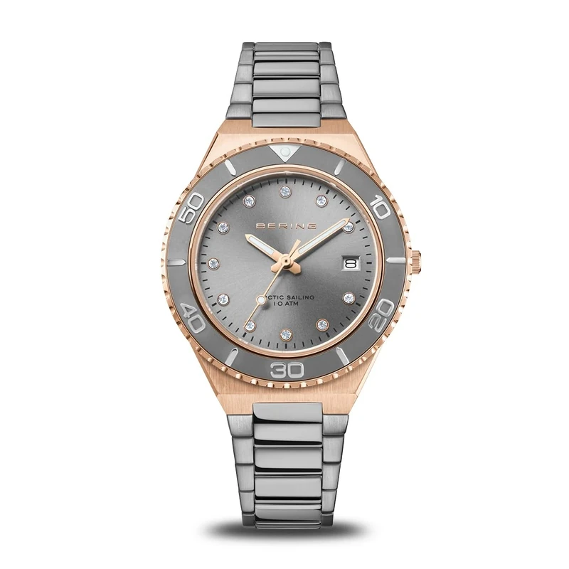 BERING Women5's Watch Quartz Movement - Classic Collection with Stainless Steel and Sapphire Crystal 18936-769 , Rose Gold/Silver