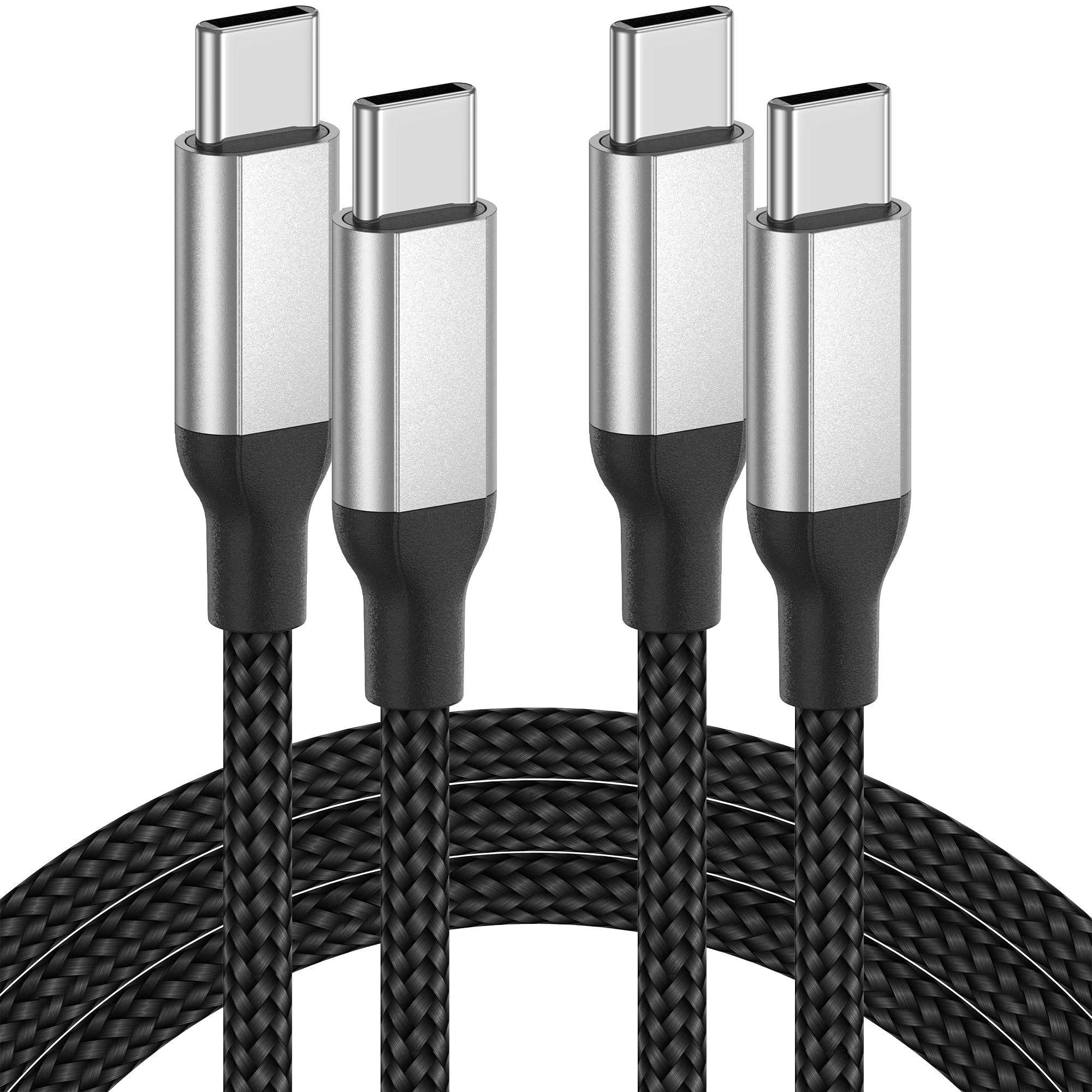 USB C Charger Cable 1m, 2 Pack PD 60W Fast Charging USB C to USB C Cord Nylon Braided USB C Data Cable For Macbook iPad iPhone 15 Pro Max Samsung Galaxy Huawei Oneplus Google Xiaomi - USB 2.0