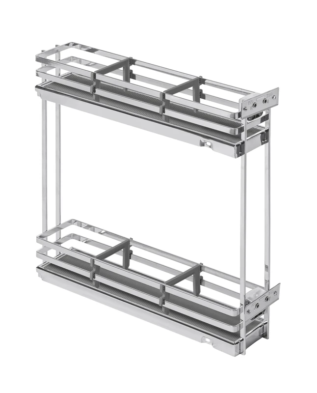 GTV - Movixpro Kitchen Organiser | Cargo Equipment | Extendable Shelf System | External Width 150 mm | 2 Shelves | Without Rails | Chrome - Image 1