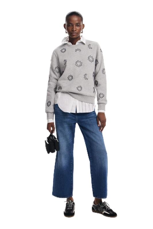 Desigual Women's Knit Sweat Long Sleeve Sweater, Black, XX-Large