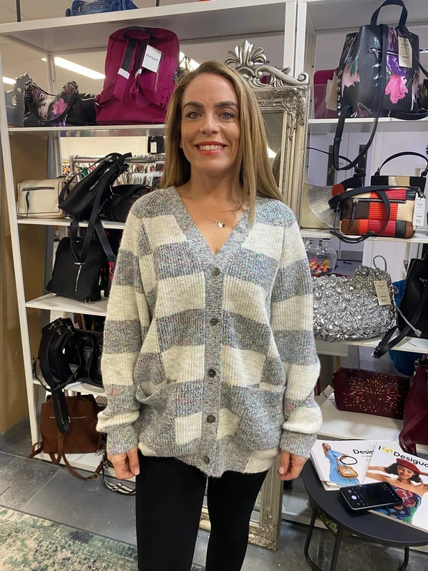 Desigual Women's Woman Flat Knit Thin Gauge Jacket Sweater White