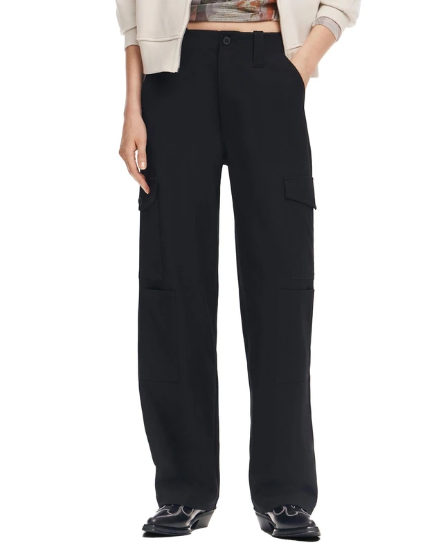 Desigual Women's Woman Woven Long Trousers Pants, Black, X-Small