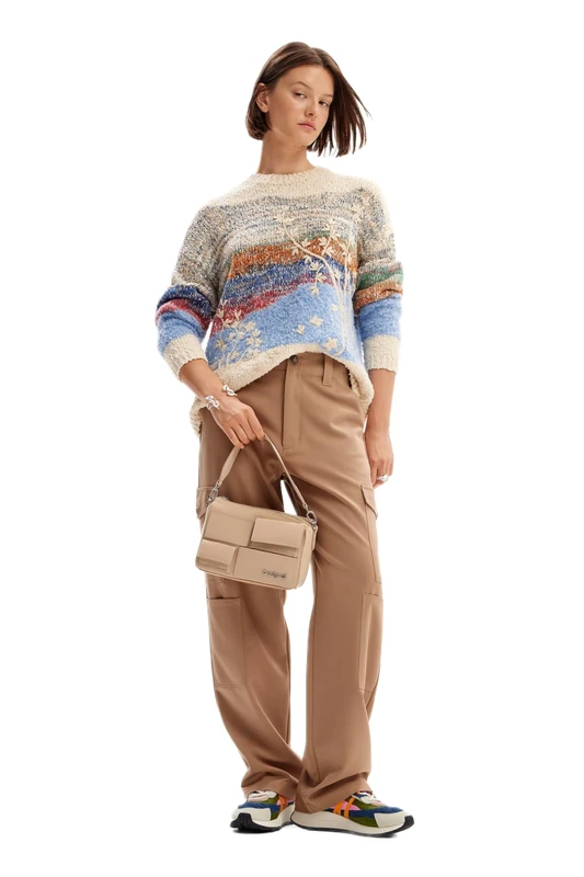 Desigual Women's Flat Knit Thick Gauge Pullover Sweater, Material finishes., L