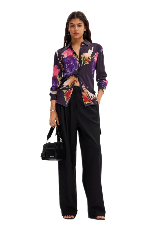 Desigual Women's Woman Woven Shirt Long Sleeve Blouse Black