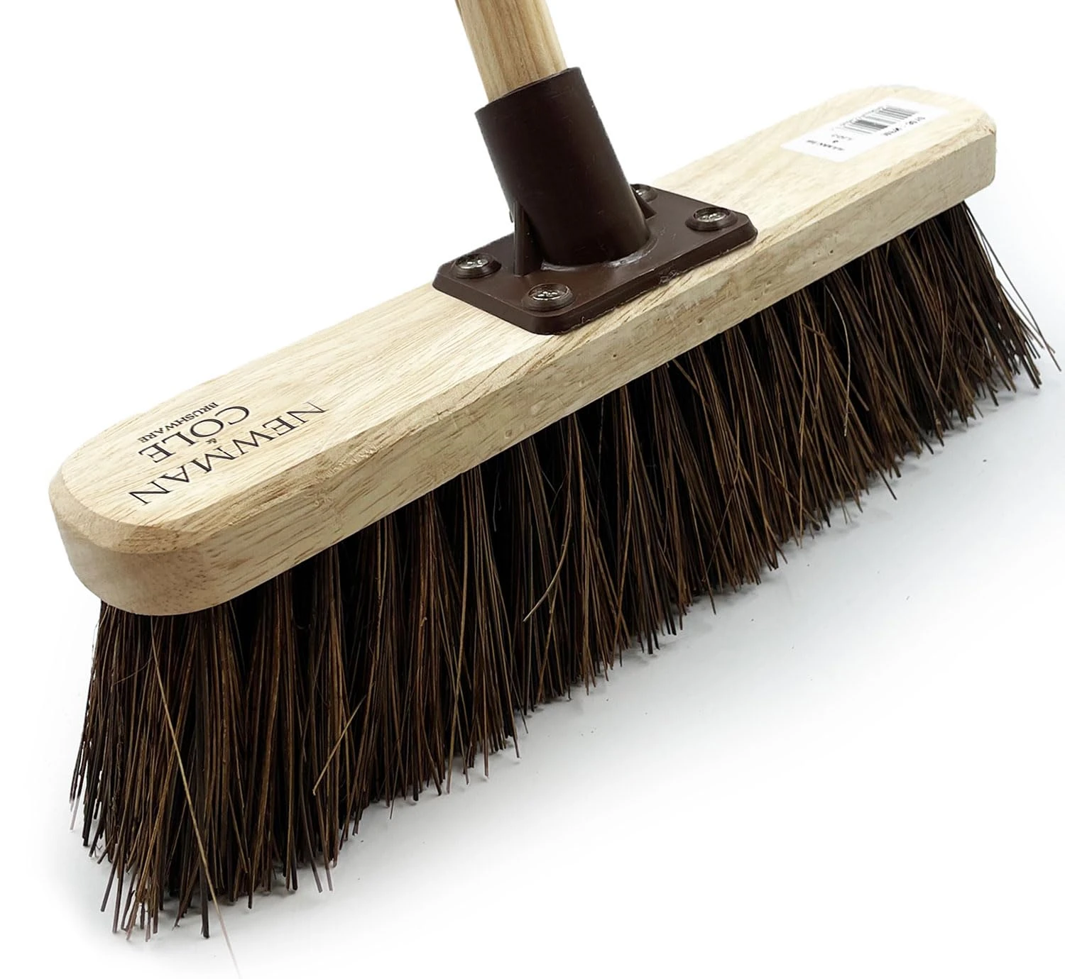 12" Yard Brush Heavy Duty Outdoor Garden Broom With Durable Support Bracket, 120 cm Wooden Handle, Hard Bristle Sweeping Brush, Natural Stiff Bassine Bristles