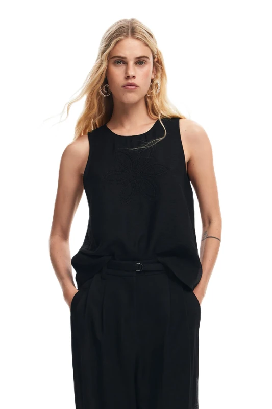 Desigual Women's Women's Woven Long Sleeve Blouse, Black, X-Small