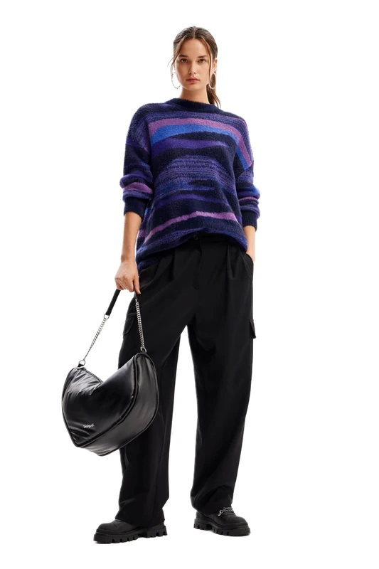 Desigual Women's Woman Flat Knit Thick Gauge Pullover Sweater Red