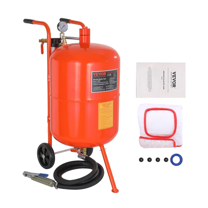 VEVOR Mobile Sand Blasting Machine 75.7L Sandblasting System 8ft Work Hose Sandblaster 60-110PSI Working Pressure Ideal for Removing Rust, Paint, Stains and Polishing Large Areas