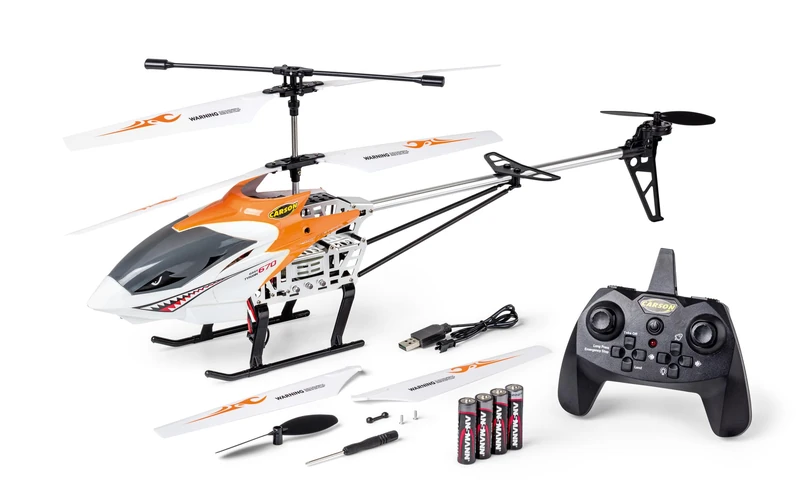 Carson 500507184 Easy Tyrant 670 Autostart 100% RTF Orange - RC Heli, Remote Controlled Helicopter, Robust RTF (Ready to Fly), Outdoor Helicopter, RC Airplane