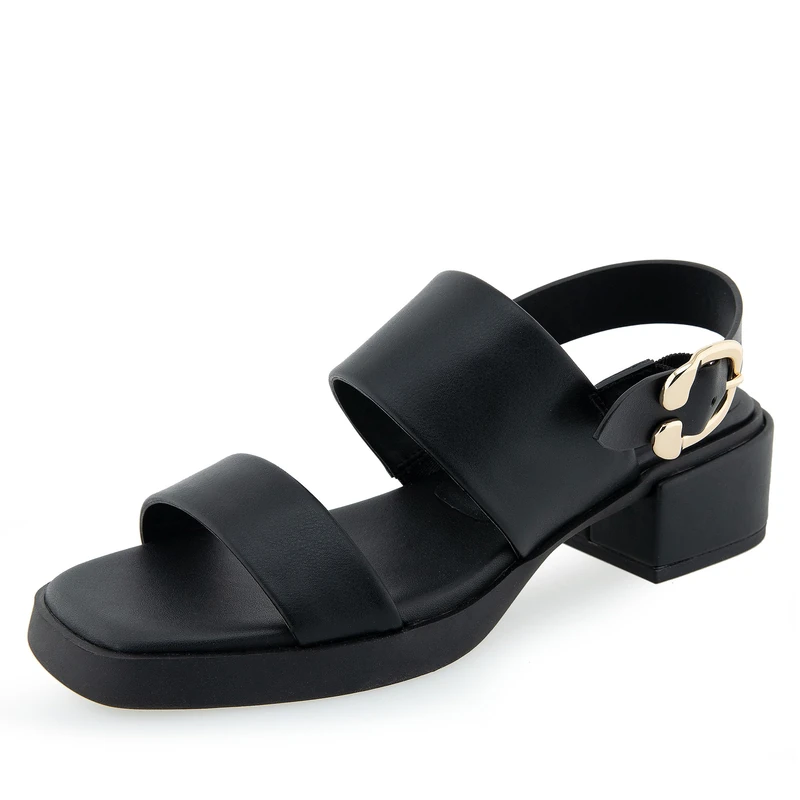 Aerosoles Women's Dove Heeled Sandal, Black Pu, 6 UK