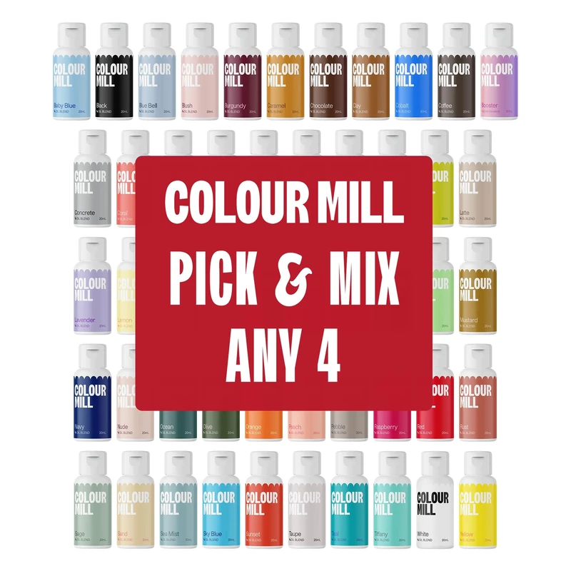 Colour Mill Oil-Based Food Colouring Selection Four Favourites: (4 x 20ml)