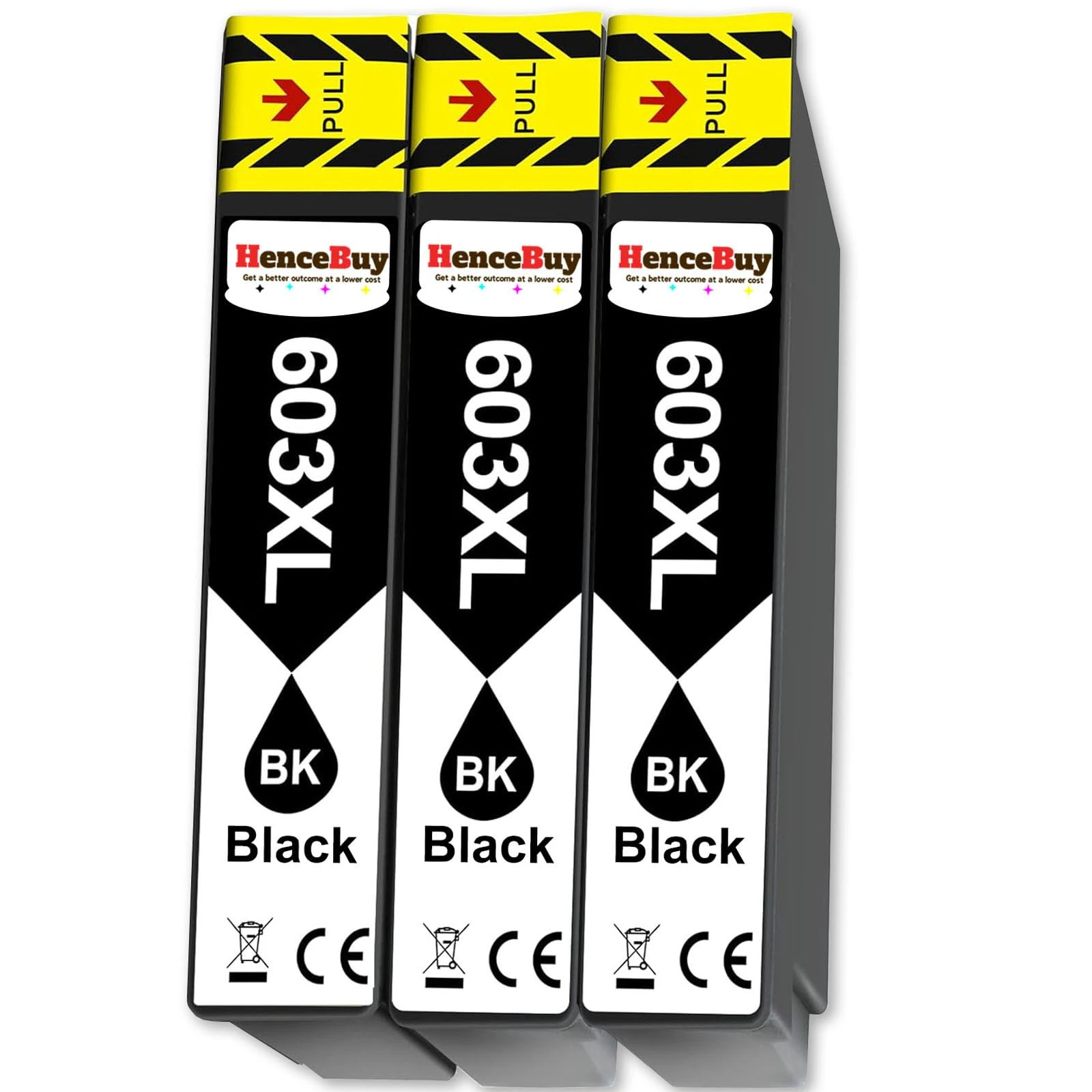 HenceBuy 603 Black Ink Cartridges XL Compatible for Epson 603XL Multipack Expression Home XP4100 XP4150 XP3105 XP3150 XP2100 XP2105 XP2150 XP2155 Workforce WF-2830 WF2810 WF2820 WF2850 WF2835 (3 BK)