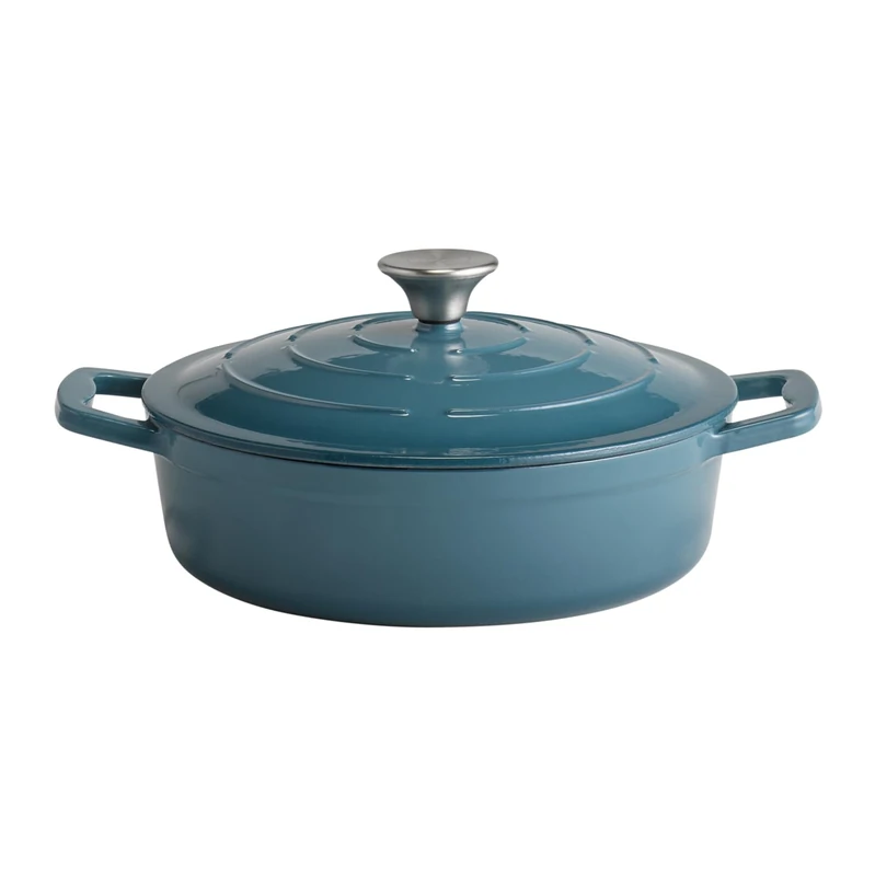 APS 88312 "5 STARS" Roasting Dish with Lid Cast Iron Suitable for Induction Cookers Oven-Safe with Lid Holder Diameter 25 cm 2.5 Litres Turquoise