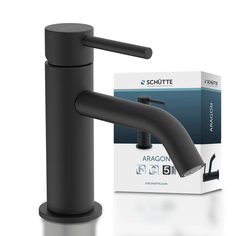 SCHÜTTE Aragon 37965 Cold Water Tap Only for Cold Water - Guest Toilet Basin Faucet - Small Basin Faucet - Floor Standing Tap - Black
