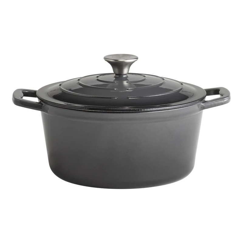 APS 5 Stars 88303 Casserole Pot with Lid Cast Iron Suitable for Induction Cookers Oven-Safe with Lid Holder Diameter 25 cm 4 Litres Anthracite