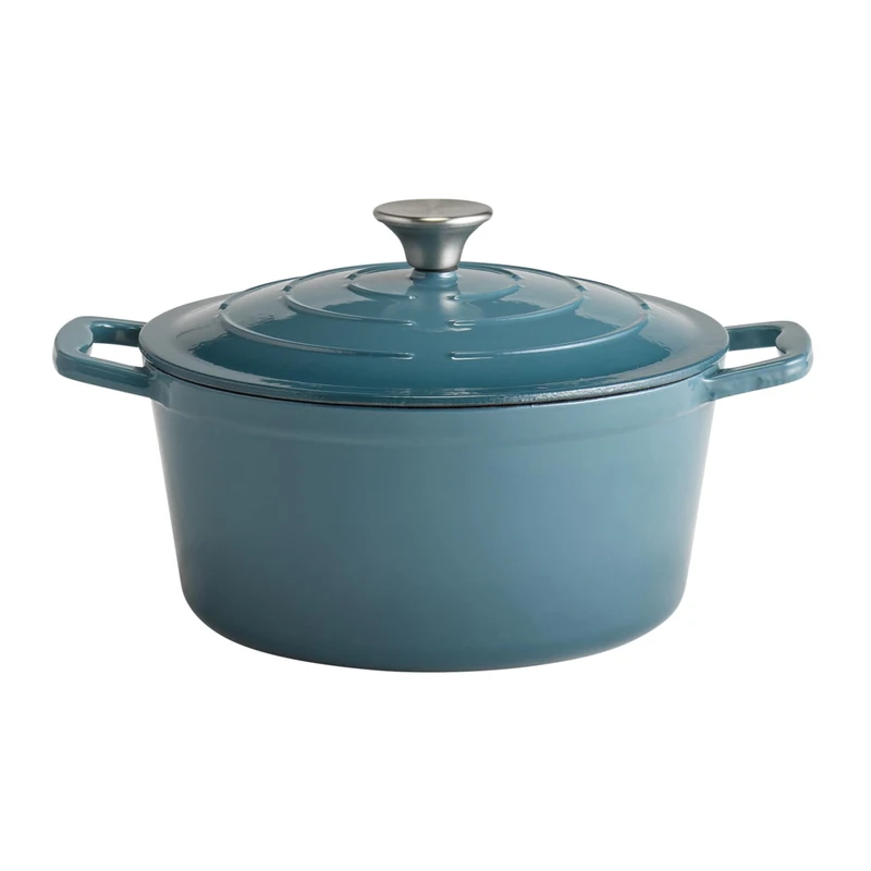 APS 5 Stars 88313 Casserole Pot with Lid Cast Iron Suitable for Induction Cookers Oven-Safe with Lid Holder Diameter 25 cm 4 Litres Turquoise