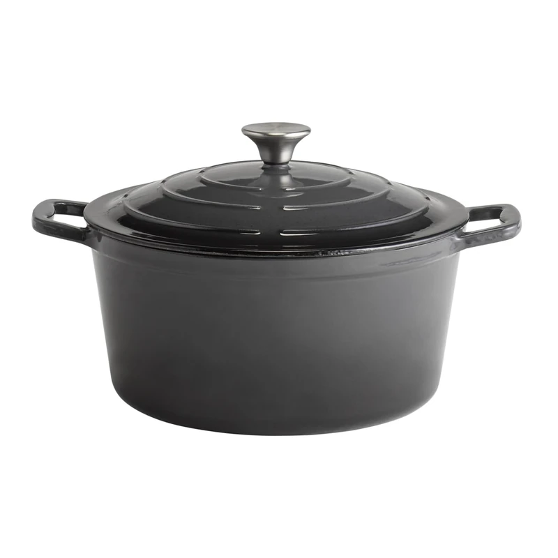 APS 5 Stars 88307 Casserole Pot with Lid Cast Iron Suitable for Induction Cookers Oven-Safe with Lid Holder Diameter 28 cm 6 litres Anthracite - Image 1