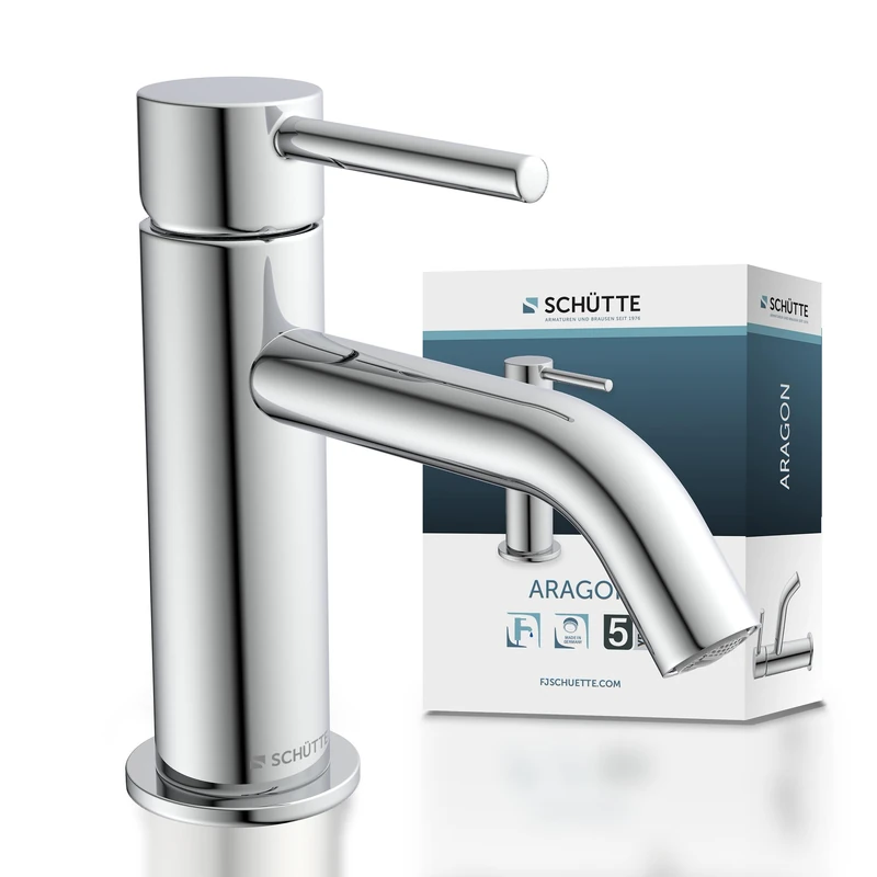 SCHÜTTE Aragon 37955 Cold Water Tap Only for Cold Water - Guest Toilet Basin Faucet - Small Basin Tap - Pedestal Tap - Chrome