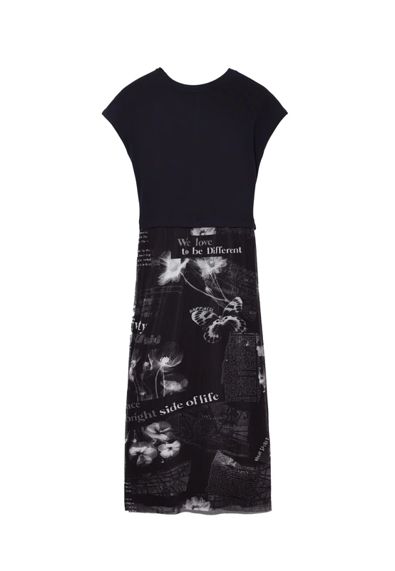 Desigual Women's Midi Dress with Text, Black, XS