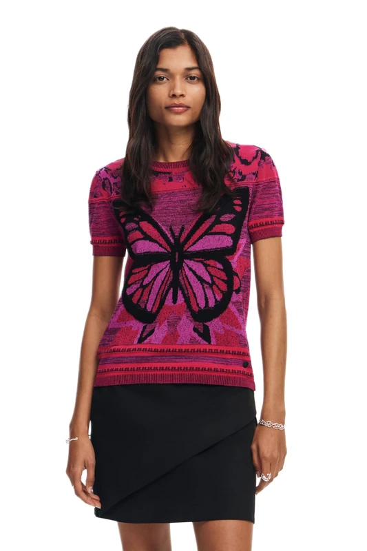Desigual Women's Knit T-Shirt Short Sleeve Red