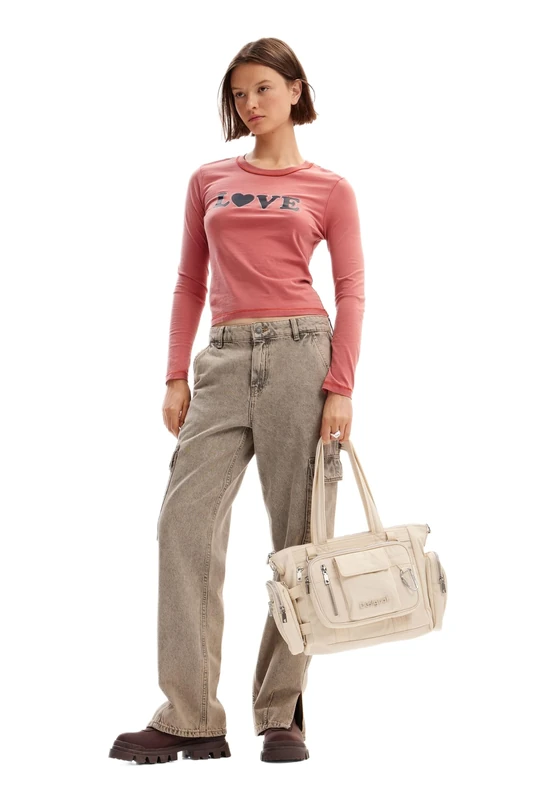 Desigual Women's Knit T-Shirt Long Sleeve Red