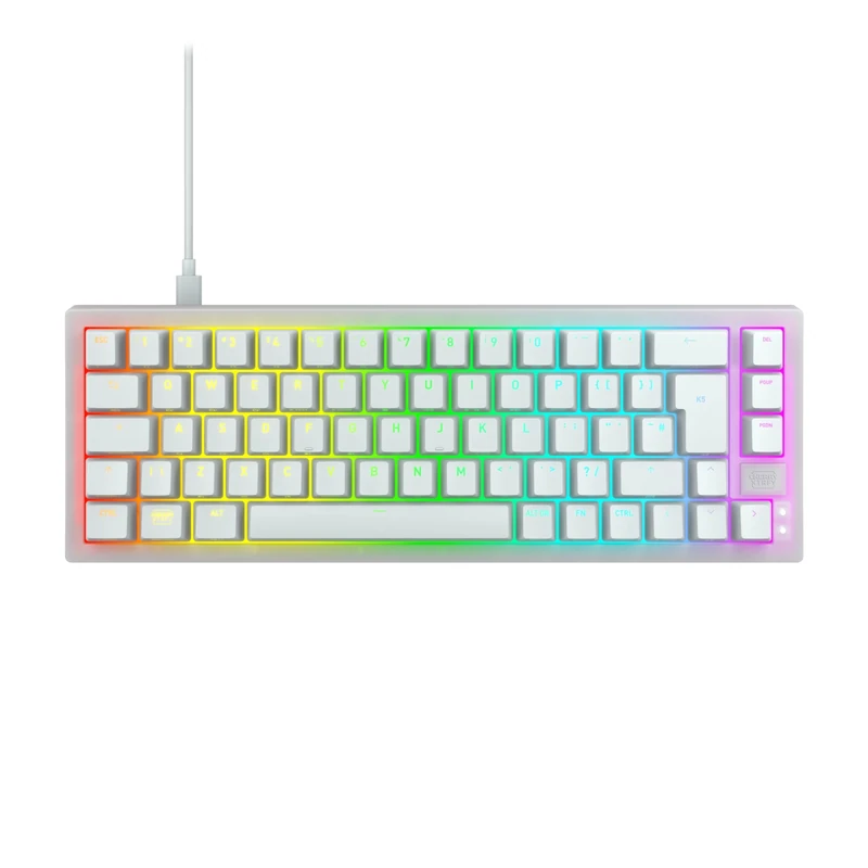 CHERRY XTRFY K5V2 Compact, Mechanical 65 Percent Gaming Keyboard, UK Layout (QWERTY), Hot-Swap Keyboard, CHERRY MX2A RED SWITCHES, Transparent White