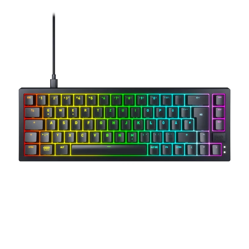 CHERRY XTRFY K5V2 Compact, Mechanical 65 Percent Gaming Keyboard, German Layout (QWERTZ), Hot-Swap Keyboard, CHERRY MX2A RED SWITCHES, Black
