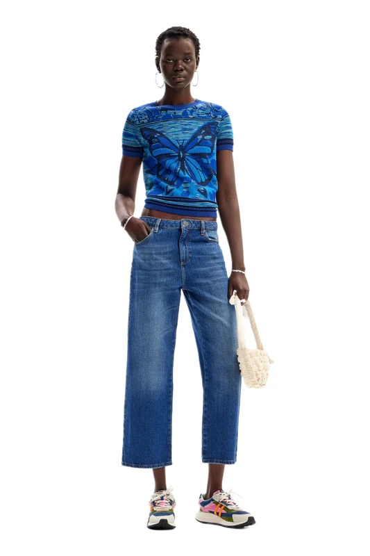 Desigual Women's Knit T-Shirt Short Sleeve Blue