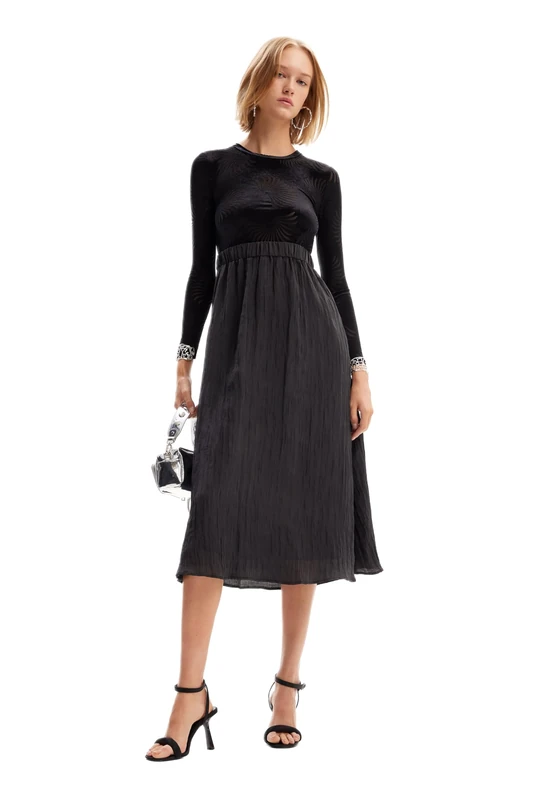 Desigual Women's Woven Long Sleeve Black Dress