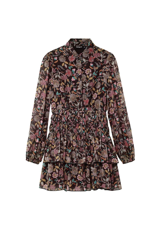 Desigual Women's Woman Woven Dress Long Sleeve Black