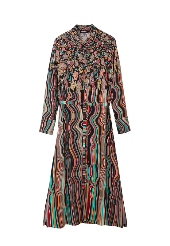 Desigual Women's Woman Woven Dress Long Sleeve Multicoloured