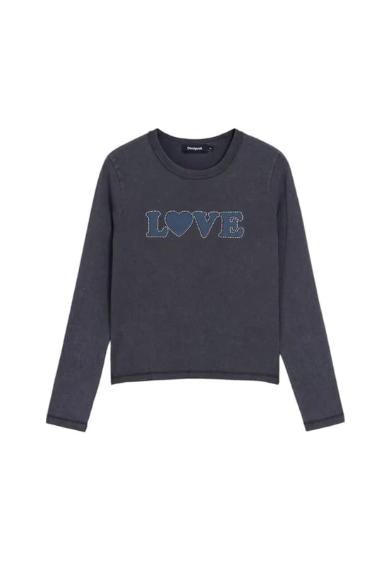 Desigual Women's Knit T-Shirt Long Sleeve Grey