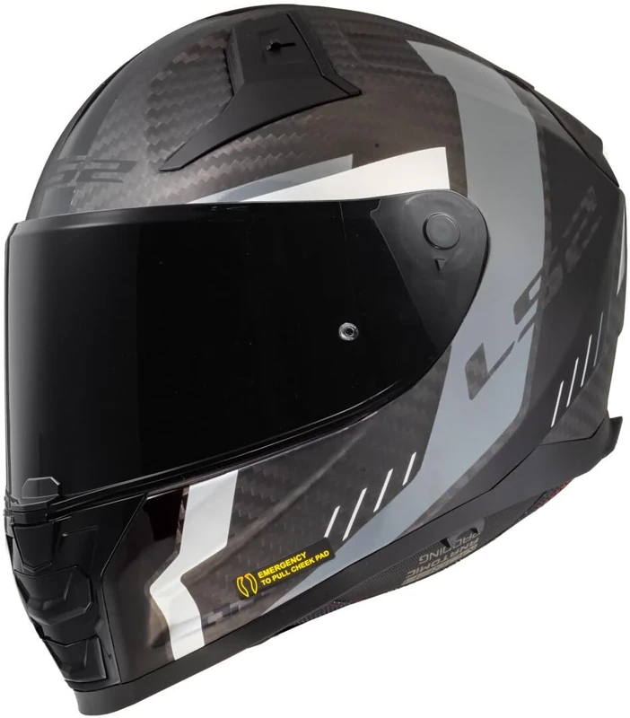 LS2 Full Face Motorcycle Helmet. Vector II Carbon Road Touring Motorbike Lid. FF811. ECE22.06 - Grid Matt Black Grey - M (57-58cm)