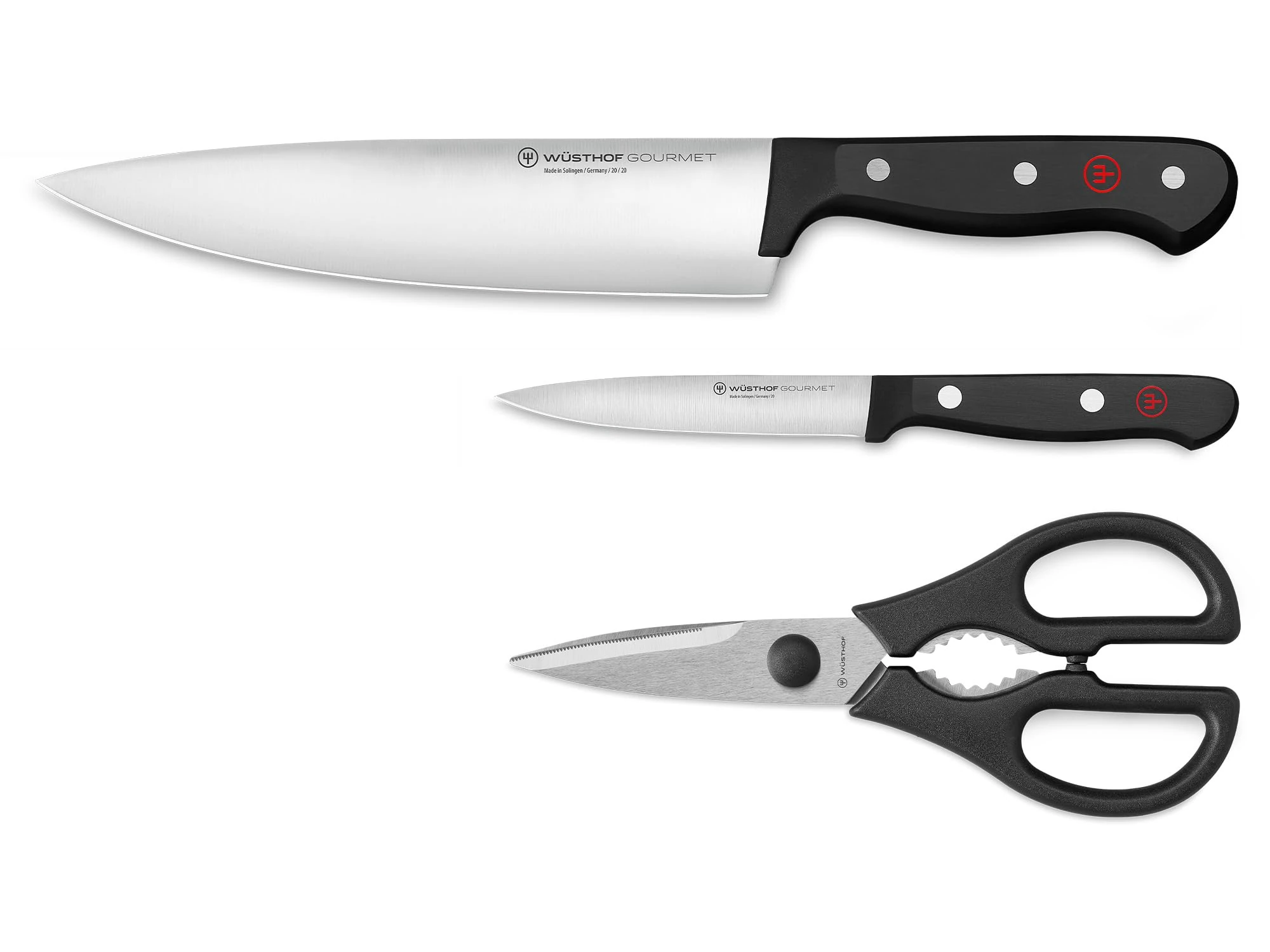 WÜSTHOF Gourmet 3-piece Set, Black and Silver