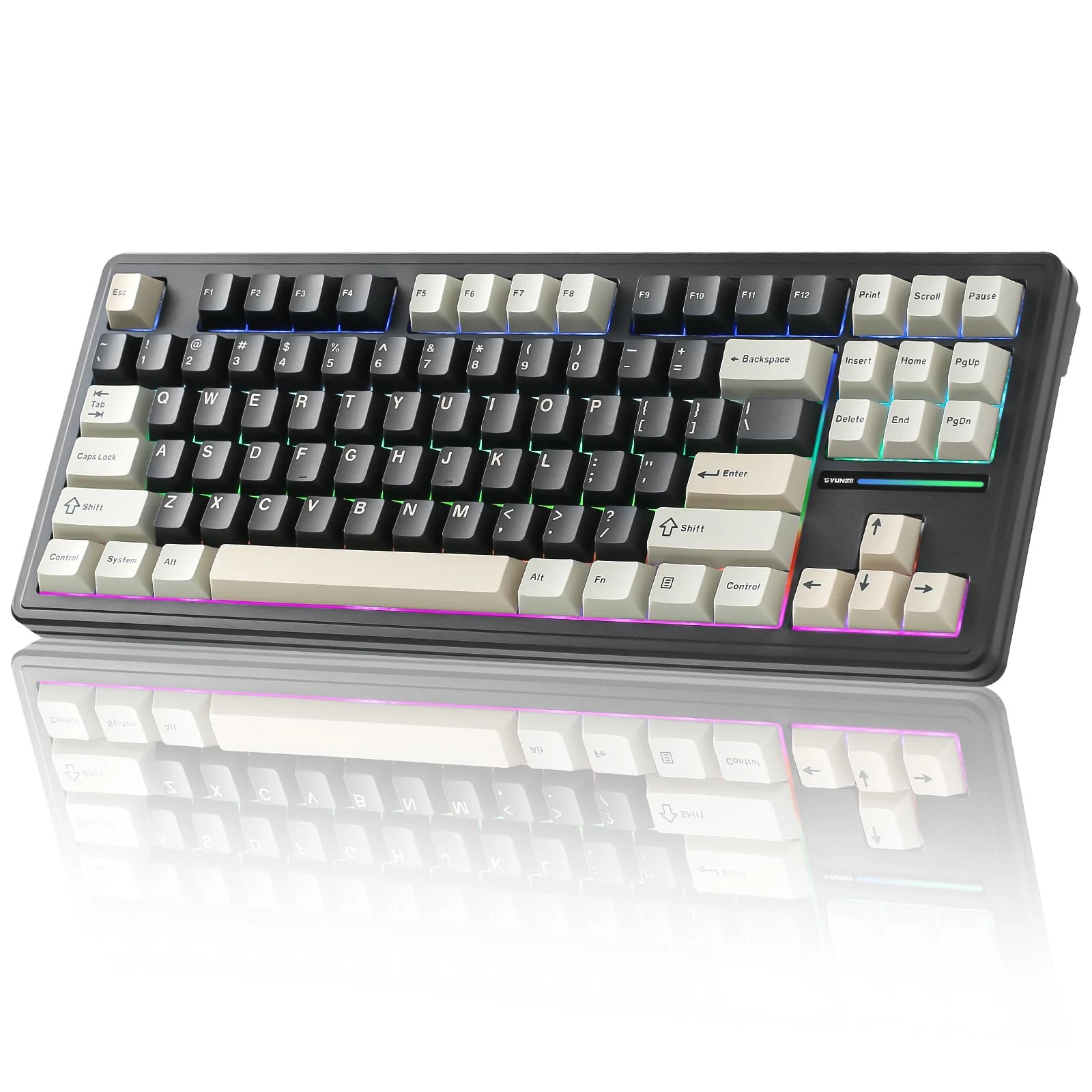 YUNZII YZ87 Gasket Mechanical Keyboard, TKL Wireless Hot Swappable Gaming Keyboard with 4-Layer Padding (Black, Milk Switch)