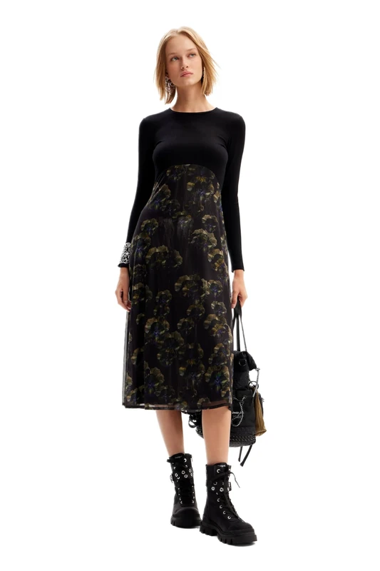 Desigual Women's Woman Knit Dress Long Sleeve Black