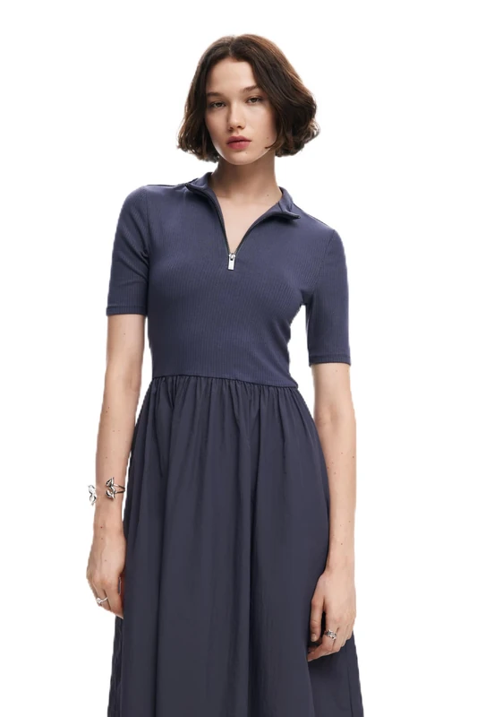 Desigual Women's Woman Woven Dress Short Sleeve, Black, M