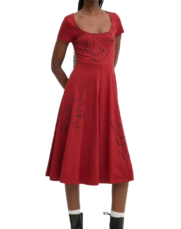 Desigual Women's Knit Short Sleeve Dress, red, S