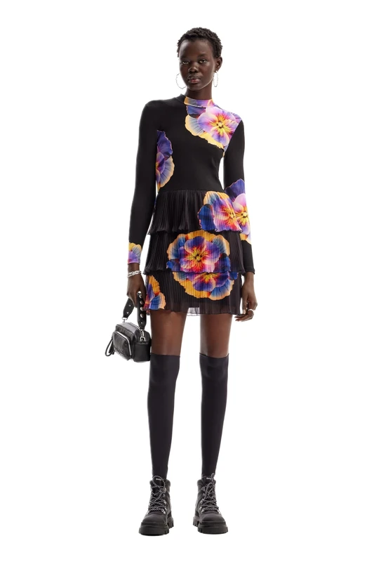 Desigual Women's Woman Knit Dress Long Sleeve Black