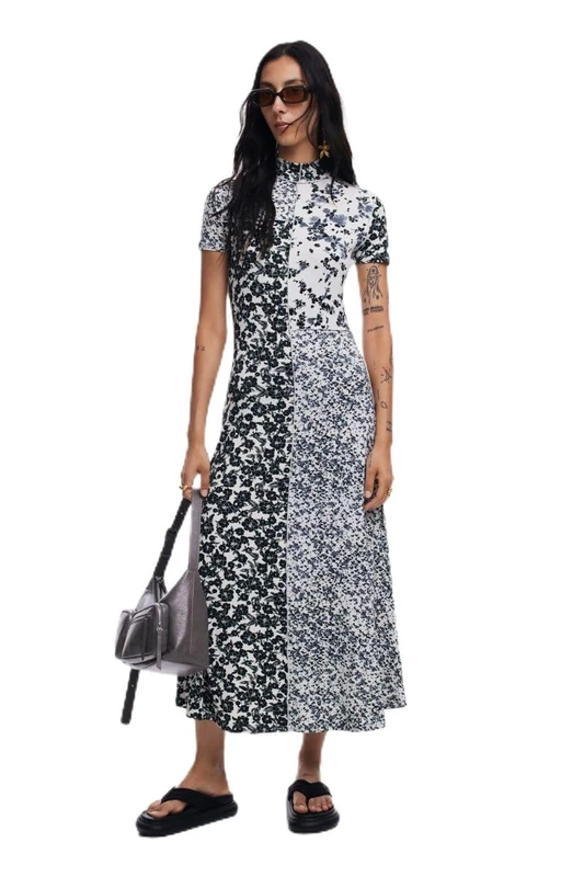 Desigual Women's Knit Short Sleeve Dress, White, L