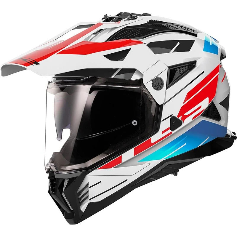 LS2 Pioneer II Adventure Motorcycle Motocross Helmet - Namib - White Blue Red - 3XL
