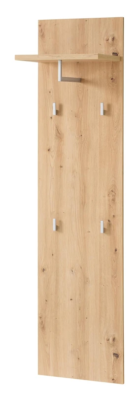 Stella Trading BARI Wardrobe Panel in Artisan Oak Look, FSC-Certified, Modern Parcel Shelf with Reliable Wall Hooks for Jackets and Bags, 40 x 158 x 30 cm (W x H x D)