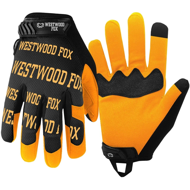 WESTWOOD FOX Gardening Working Gloves Garden Thorn Proof Flexible Heavy Duty Leather Mechanic Utility Dexterity Breathable Construction Gloves for Work Mens Women (Yellow Golden, XL)